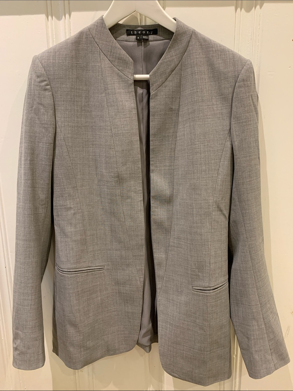 Theory Gray Collarless Women's Blazer